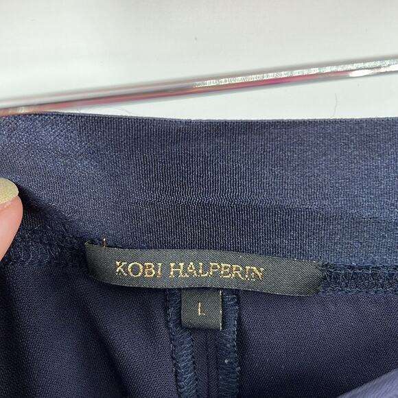 Kobi Halperin Women's High Waisted Flat Front Ankle Pants - Navy - Large - Picture 5 of 9